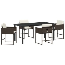 Ensemble de salle à manger pour jardin 5 pcs Marron polyrotin 563037563037