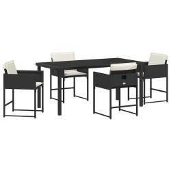 Ensemble de salle à manger pour jardin 5 pcs Noir polyrotin 563038563038