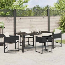 Ensemble de salle à manger pour jardin 5 pcs Noir polyrotin 563038563038