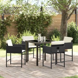 Ensemble de salle à manger pour jardin 5 pcs Noir polyrotin 563039563039