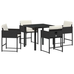 Ensemble de salle à manger pour jardin 5 pcs Noir polyrotin 563039563039