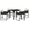Ensemble de salle à manger pour jardin 5 pcs Noir polyrotin 563039563039
