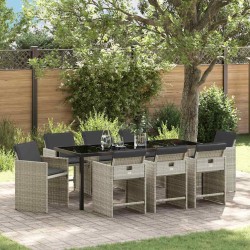 Ensemble de salle à manger pour jardin 9 pcs Gris clair 563041563041