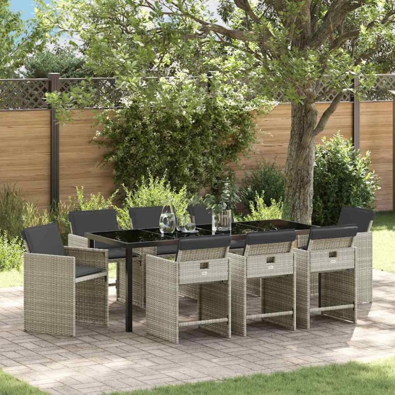 Ensemble de salle à manger pour jardin 9 pcs Gris clair 563041563041