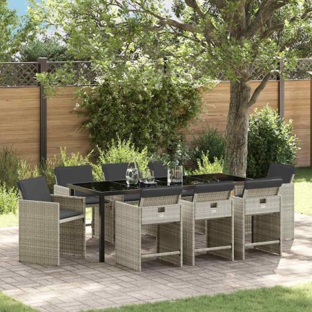 Ensemble de salle à manger pour jardin 9 pcs Gris clair 563041563041