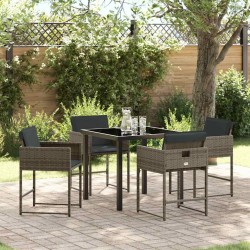 Ensemble de salle à manger pour jardin 5 pcs Gris polyrotin 563042563042