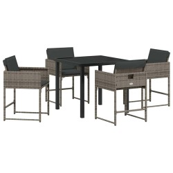 Ensemble de salle à manger pour jardin 5 pcs Gris polyrotin 563042563042