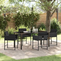 Ensemble de salle à manger pour jardin 5 pcs Noir polyrotin 563043563043
