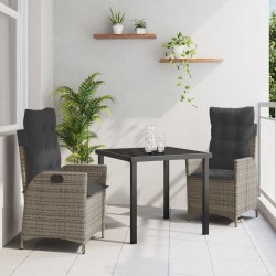 Ensemble de salle à manger pour jardin 3 pcs Gris polyrotin 563044563044