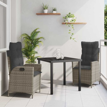 Ensemble de salle à manger pour jardin 3 pcs Gris polyrotin 563044563044