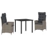 Ensemble de salle à manger pour jardin 3 pcs Gris polyrotin 563044563044