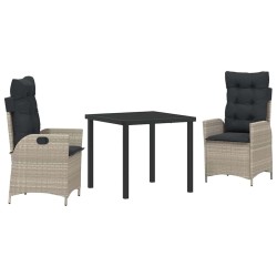 Ensemble de salle à manger pour jardin 3 pcs Gris clair 563045563045