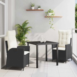 Ensemble de salle à manger pour jardin 3 pcs Noir polyrotin 563046563046