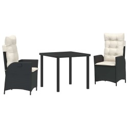 Ensemble de salle à manger pour jardin 3 pcs Noir polyrotin 563046563046