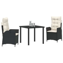 Ensemble de salle à manger pour jardin 3 pcs Noir polyrotin 563046563046