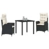 Ensemble de salle à manger pour jardin 3 pcs Noir polyrotin 563046563046