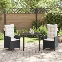 Ensemble de salle à manger pour jardin 3 pcs Noir polyrotin 563046563046