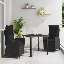 Ensemble de salle à manger pour jardin 3 pcs Noir polyrotin 563047563047
