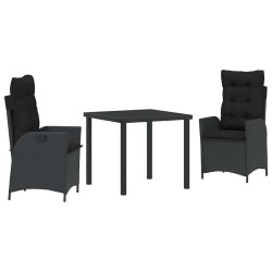 Ensemble de salle à manger pour jardin 3 pcs Noir polyrotin 563047563047