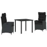 Ensemble de salle à manger pour jardin 3 pcs Noir polyrotin 563047563047