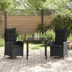 Ensemble de salle à manger pour jardin 3 pcs Noir polyrotin 563047563047