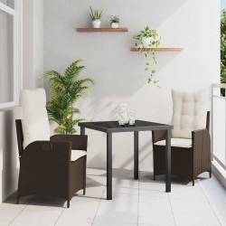 Ensemble de salle à manger pour jardin 3 pcs Marron polyrotin 563048563048