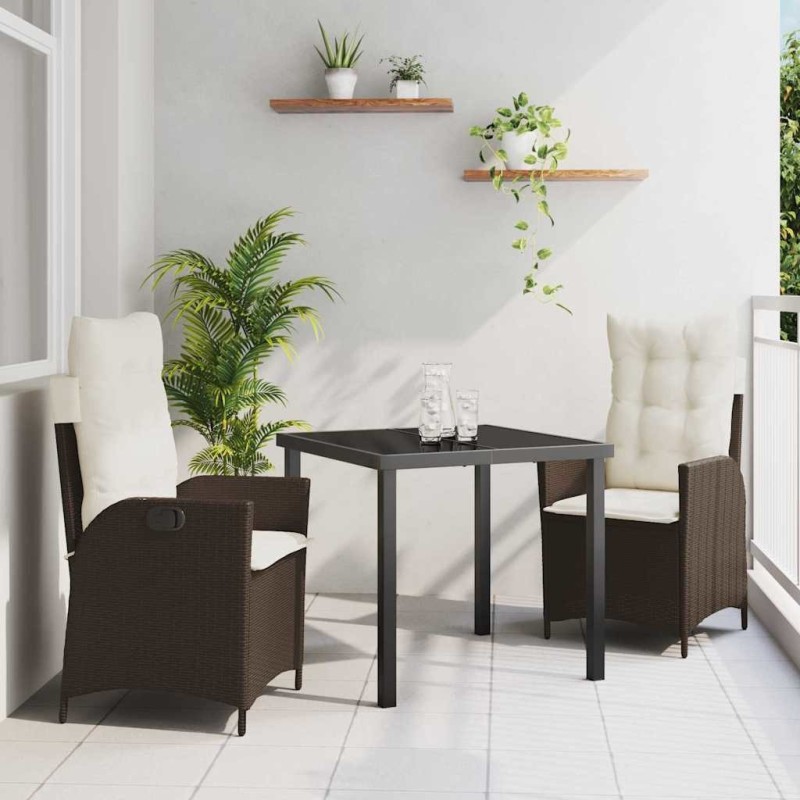 Ensemble de salle à manger pour jardin 3 pcs Marron polyrotin 563048563048