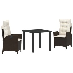 Ensemble de salle à manger pour jardin 3 pcs Marron polyrotin 563048563048