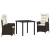 Ensemble de salle à manger pour jardin 3 pcs Marron polyrotin 563048563048