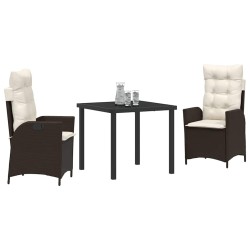 Ensemble de salle à manger pour jardin 3 pcs Marron polyrotin 563048563048