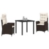 Ensemble de salle à manger pour jardin 3 pcs Marron polyrotin 563048563048