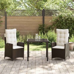 Ensemble de salle à manger pour jardin 3 pcs Marron polyrotin 563048563048