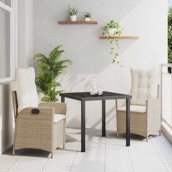 Ensemble de salle à manger pour jardin 3 pcs Beige polyrotin 563049563049