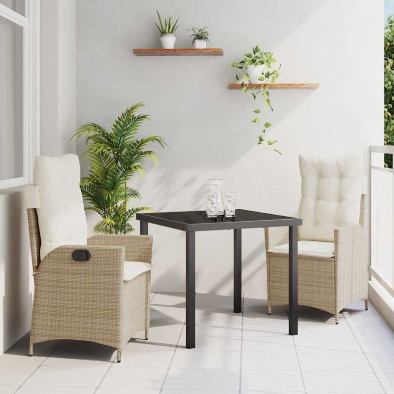 Ensemble de salle à manger pour jardin 3 pcs Beige polyrotin 563049563049