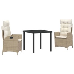 Ensemble de salle à manger pour jardin 3 pcs Beige polyrotin 563049563049