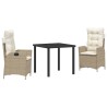 Ensemble de salle à manger pour jardin 3 pcs Beige polyrotin 563049563049