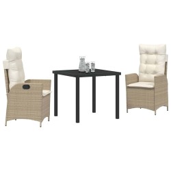 Ensemble de salle à manger pour jardin 3 pcs Beige polyrotin 563049563049