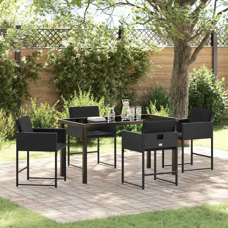 Ensemble de salle à manger pour jardin 5 pcs Noir polyrotin 563050563050