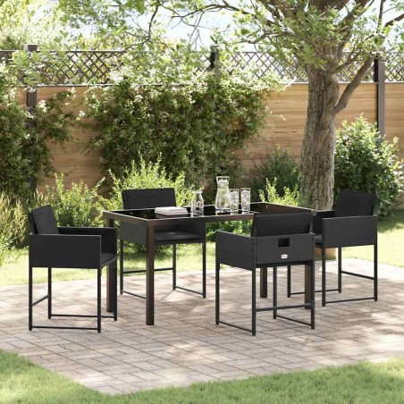 Ensemble de salle à manger pour jardin 5 pcs Noir polyrotin 563050563050