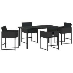 Ensemble de salle à manger pour jardin 5 pcs Noir polyrotin 563050563050