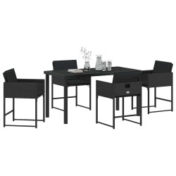Ensemble de salle à manger pour jardin 5 pcs Noir polyrotin 563050563050