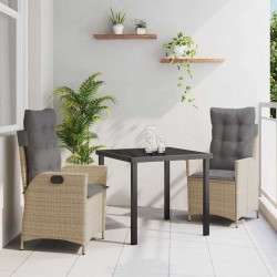 Ensemble de salle à manger pour jardin 3 pcs Beige polyrotin 563051563051