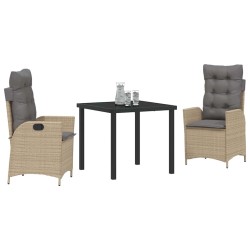Ensemble de salle à manger pour jardin 3 pcs Beige polyrotin 563051563051