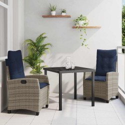Ensemble de salle à manger pour jardin 3 pcs Gris polyrotin 563052563052