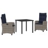 Ensemble de salle à manger pour jardin 3 pcs Gris polyrotin 563052563052