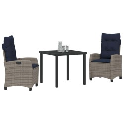 Ensemble de salle à manger pour jardin 3 pcs Gris polyrotin 563052563052