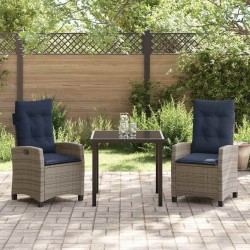 Ensemble de salle à manger pour jardin 3 pcs Gris polyrotin 563052563052