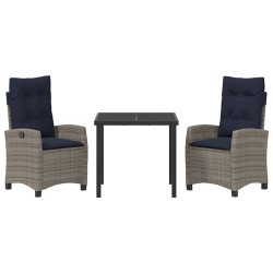 Ensemble de salle à manger pour jardin 3 pcs Gris polyrotin 563052563052