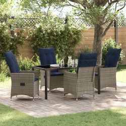 Ensemble table et chaises avec coussin 5 pcs Gris Rotin PE 563053563053