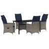 Ensemble table et chaises avec coussin 5 pcs Gris Rotin PE 563053563053
